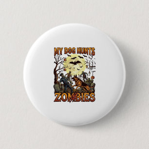 Dog Hunts Zombies Halloween German Shepherd Moon_1 2 Inch Round Button