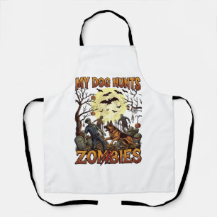 Dog Hunts Zombies Halloween German Shepherd Moon_1 Apron