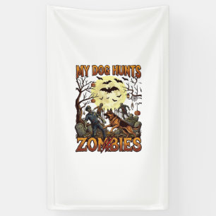Dog Hunts Zombies Halloween German Shepherd Moon_1 Banner