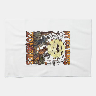 Dog Hunts Zombies Halloween German Shepherd Moon_1 Kitchen Towel