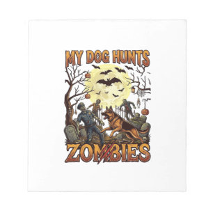 Dog Hunts Zombies Halloween German Shepherd Moon_1 Notepad