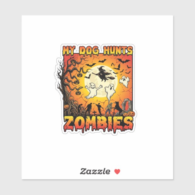 Dog Hunts Zombies Halloween Ghosts Witch Moon (Sheet)