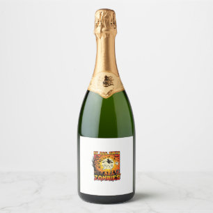 Dog Hunts Zombies Halloween Ghosts Witch Moon Sparkling Wine Label