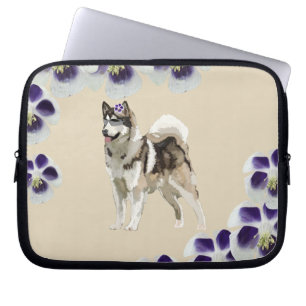 Dog, Husky Dog Art Neoprene Laptop Sleeve 10"