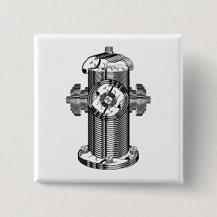 Dog Hydrant 2 Inch Square Button
