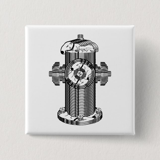 Dog Hydrant 2 Inch Square Button (Front)