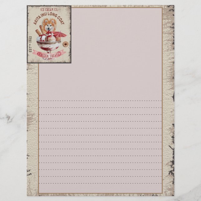 Dog Ice-cream funny Akita Inu long coat Letterhead (Front)