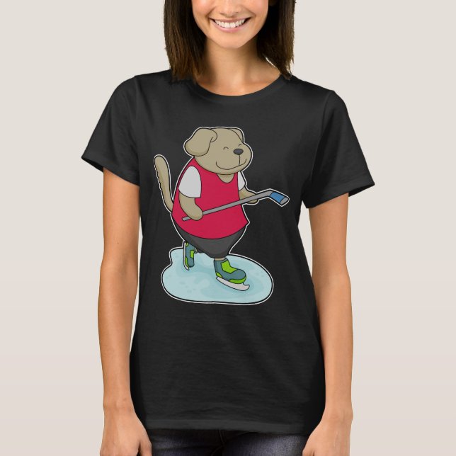 Dog Ice Hockey Ice hockey stick T-Shirt (Front)