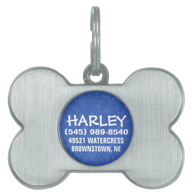 Dog ID Tag - Blue For Small Dog (Front)