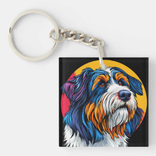 Dog Illustrating Vibrant Creativity Keychain