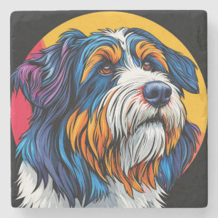 Dog Illustrating Vibrant Creativity Stone Coaster