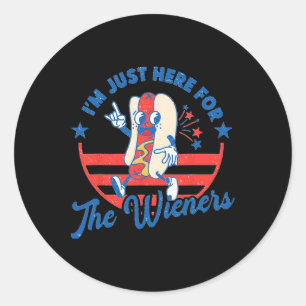 Dog I'm Just Here For The Wieners 4th Of July Funn Classic Round Sticker