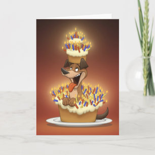 Dog in a Cake Card (Blank Inside)