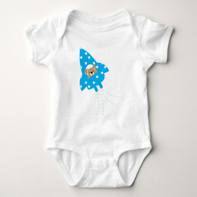 Dog in a Rocket Ship Baby Bodysuit (Front)
