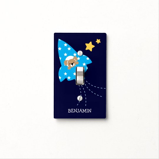 Dog in a Rocket Ship Personalized Light Switch Cover