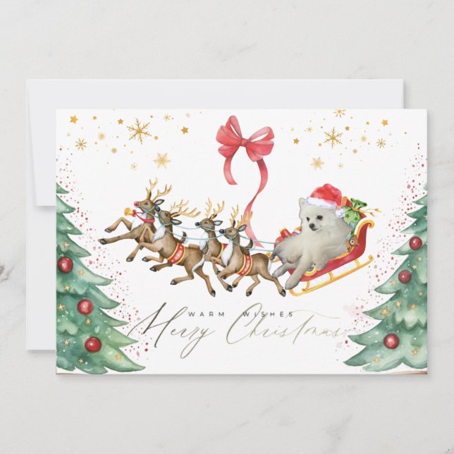 Dog in a Sleigh Christmas Card (Flat) (Front)