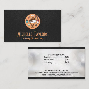 Dog in Bathtub   Grooming   Leather Business Card