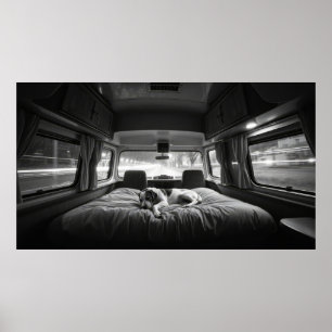 Dog in Bed of RV Poster