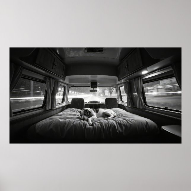 Dog in Bed of RV Poster (Front)