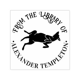 Dog in Belly Rub Position Library Book Name Self-inking Stamp