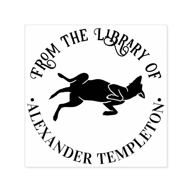 Dog in Belly Rub Position Library Book Name Self-inking Stamp (Design)