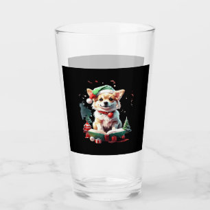 Dog in Christmas Hat with Books - A Perfect Christ Glass
