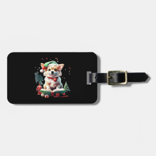 Dog in Christmas Hat with Books - A Perfect Christ Luggage Tag