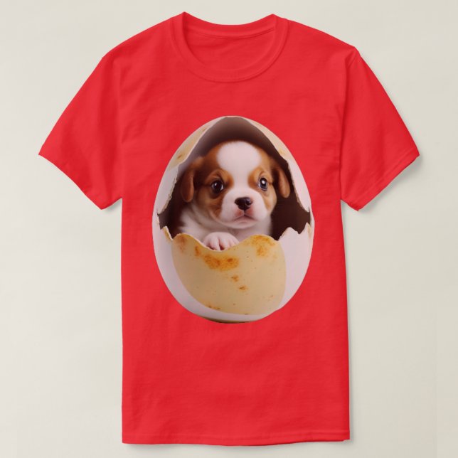 Dog in Egg Easter Puppy T-Shirt (Design Front)