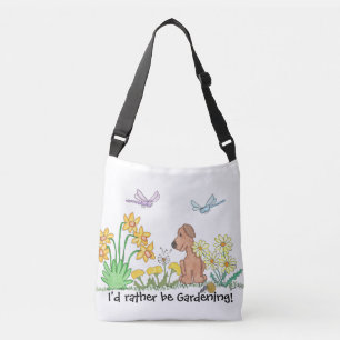 Dog in Flower Garden Crossbody Bag