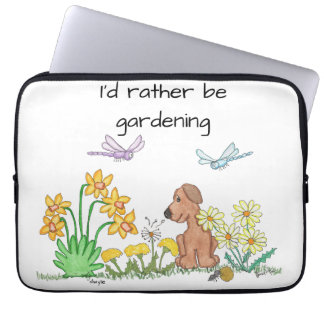 Dog in Flower Garden Laptop Sleeve