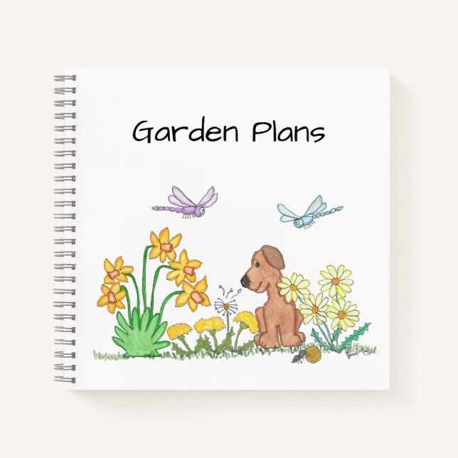 Dog in Flower Garden Notebook (Front)