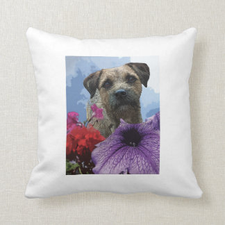Dog in flower throw pillows