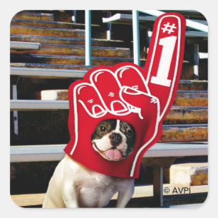 Dog In Foam Hand Square Sticker
