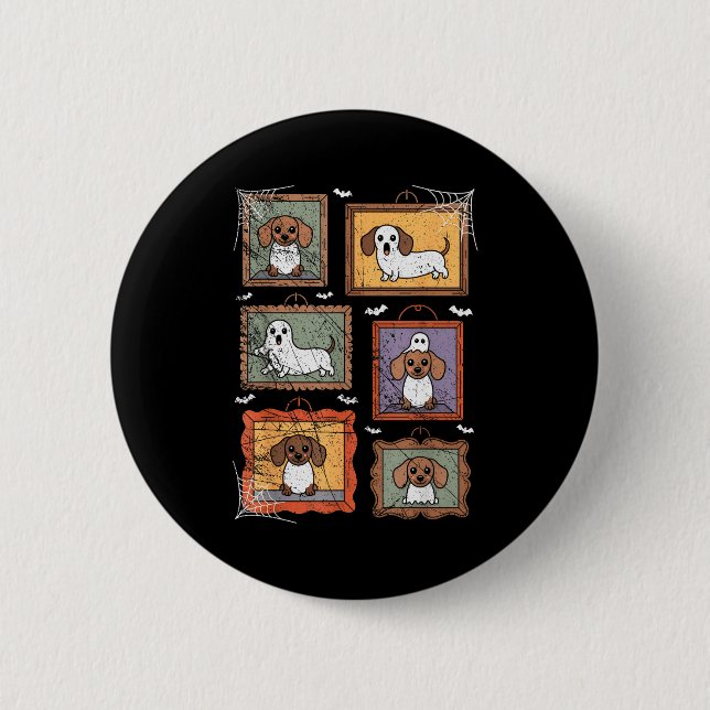 Dog In Ghost Costume Funny Halloween Puppy Lover  2 Inch Round Button (Front)