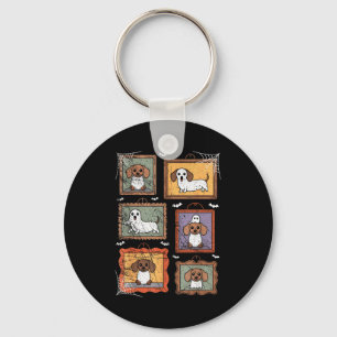 Dog In Ghost Costume Funny Halloween Puppy Lover  Keychain