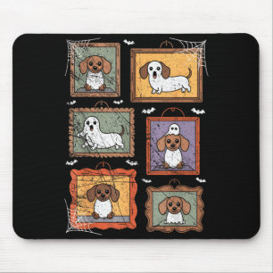 Dog In Ghost Costume Funny Halloween Puppy Lover  Mouse Pad