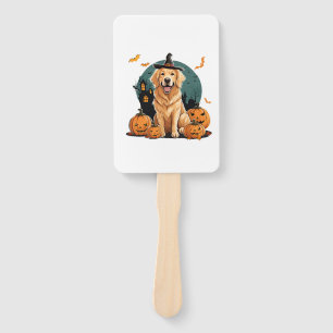 dog in halloween funny hand fan