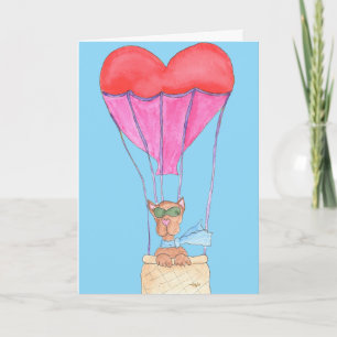 Dog in Hot Air Balloon Holiday Card