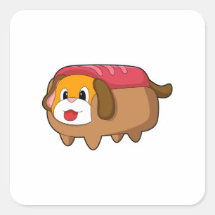Dog in Hotdog Square Sticker
