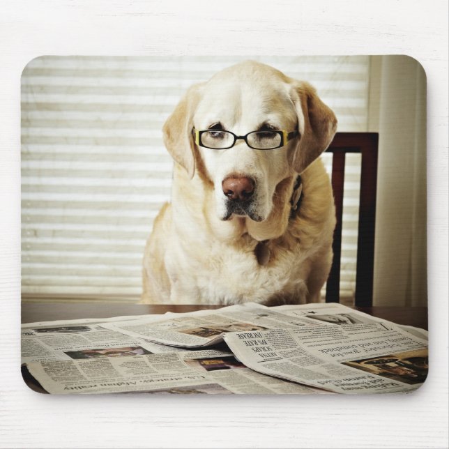 Dog in morning routine mouse pad (Front)