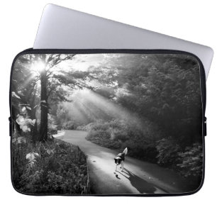 Dog in morning sunlight laptop sleeve
