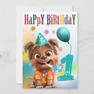 Dog in Party Hat Birthday