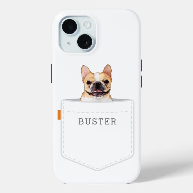 Dog In Pocket | Custom Pet Photo and Name White Case-Mate iPhone Case (Back)
