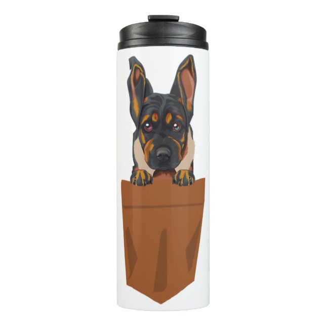 Dog in Pocket Funny Puppy for Dog Lovers Rottweile Thermal Tumbler (Front)