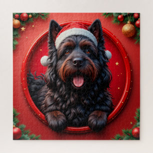 Dog in Santa Hat Surrounded by Festive Christmas Jigsaw Puzzle