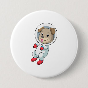 Dog in Space in Suit 3 Inch Round Button