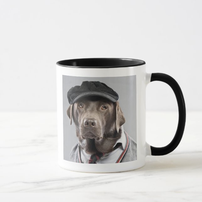 Dog in sweater and cap mug (Right)