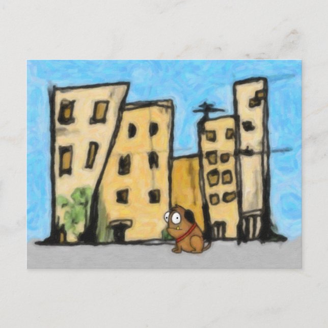 Dog in the City Postcard (Front)