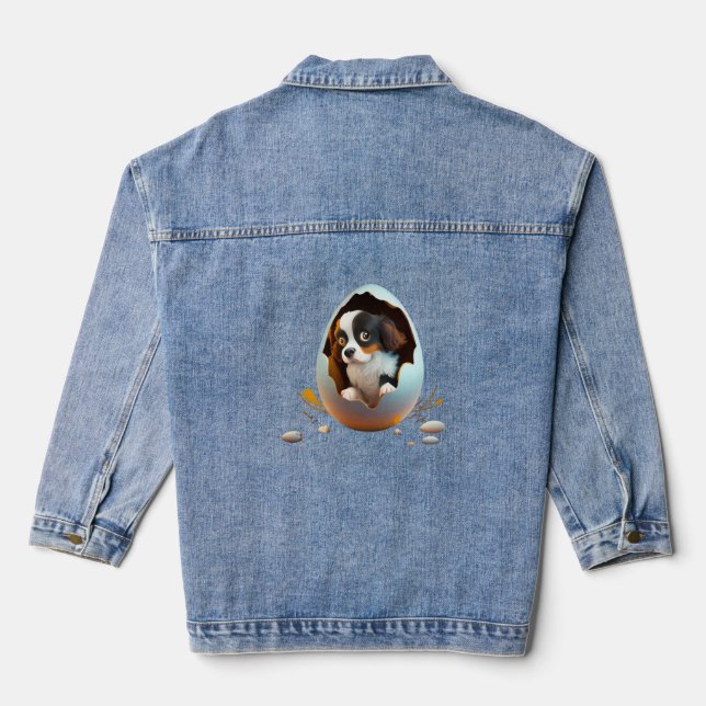 dog in the egg denim jacket (Back)
