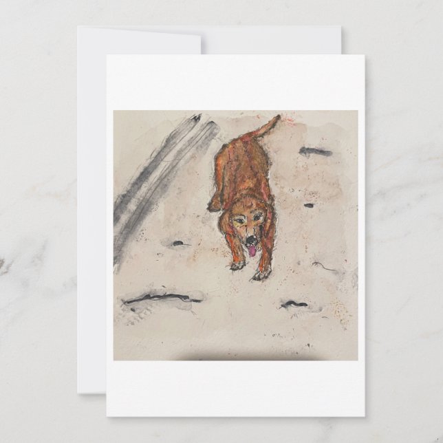 Dog in the Snow Greeting Card (Front)